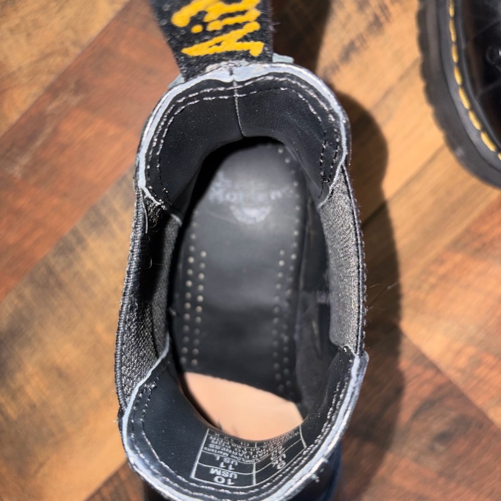 Dr. Martens Black Leather Quad Harness Platform Unisex Boots - Picture 10 of 11